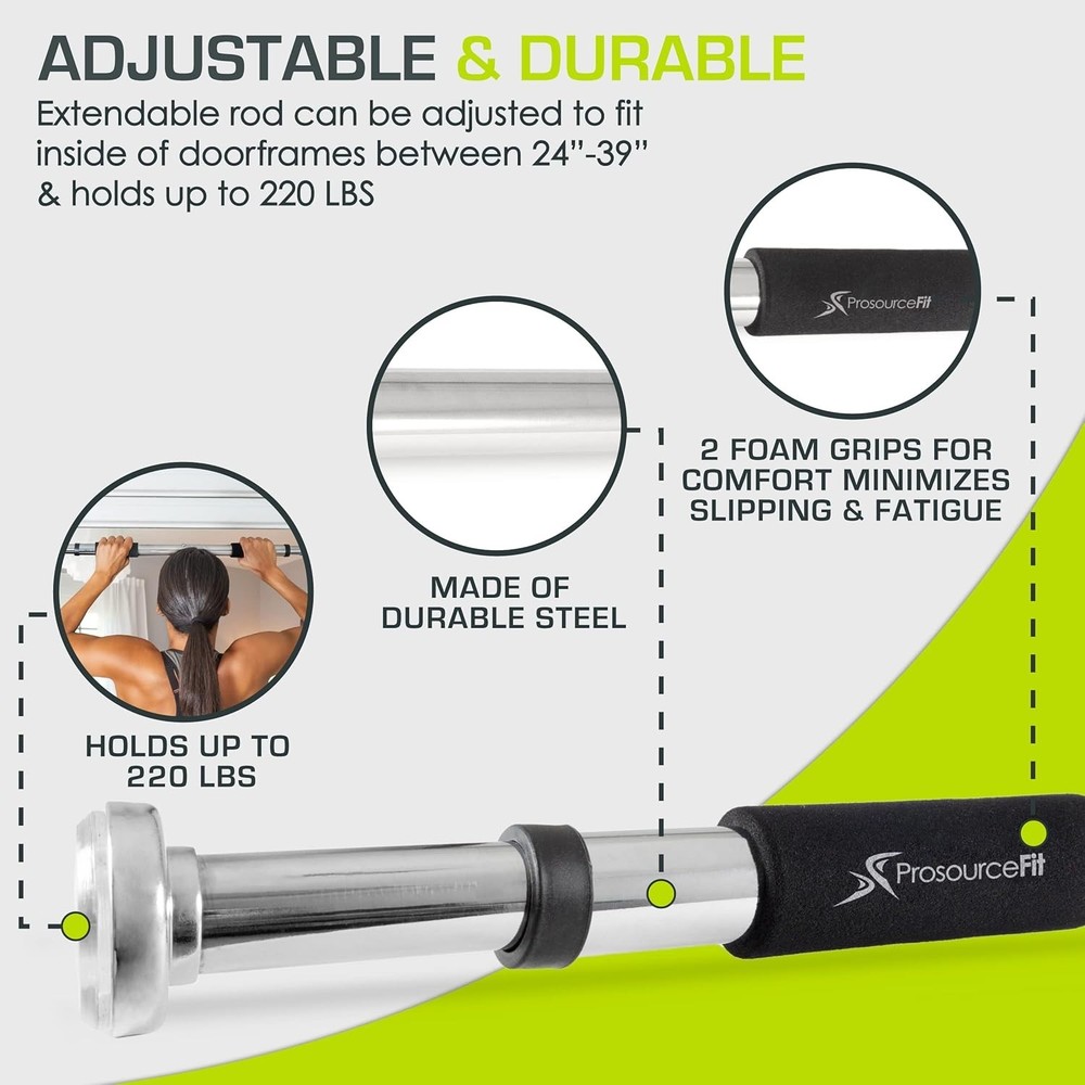 Multi-Grip Doorway Mount Pull-Up Bar - Ideal for Strength Training at Home