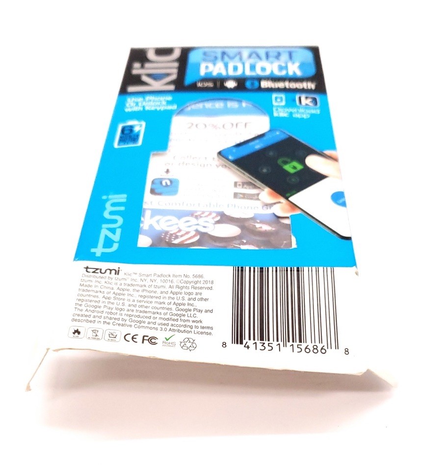 Keyless Padlock Bluetooth Enabled Micro USB Open Box