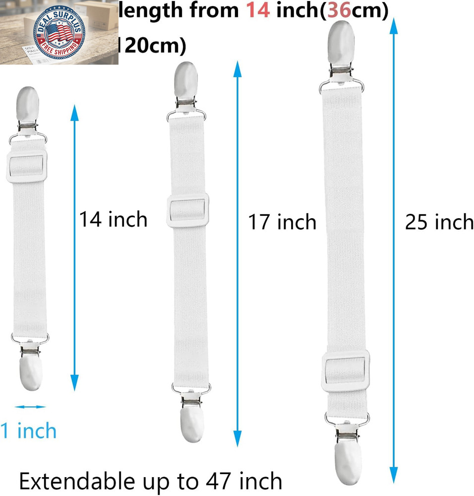 10 Pcs Adjustable Bed Sheet Straps,Bed Sheet Clips, Elastic Bed Fitted Sheet Hol