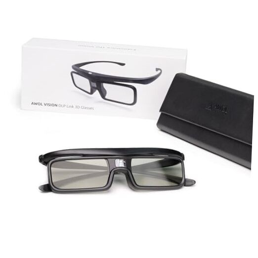 DLP Link 3D Glasses, Rechargeable Active Shutter Eyewear Compatible 1 Pack