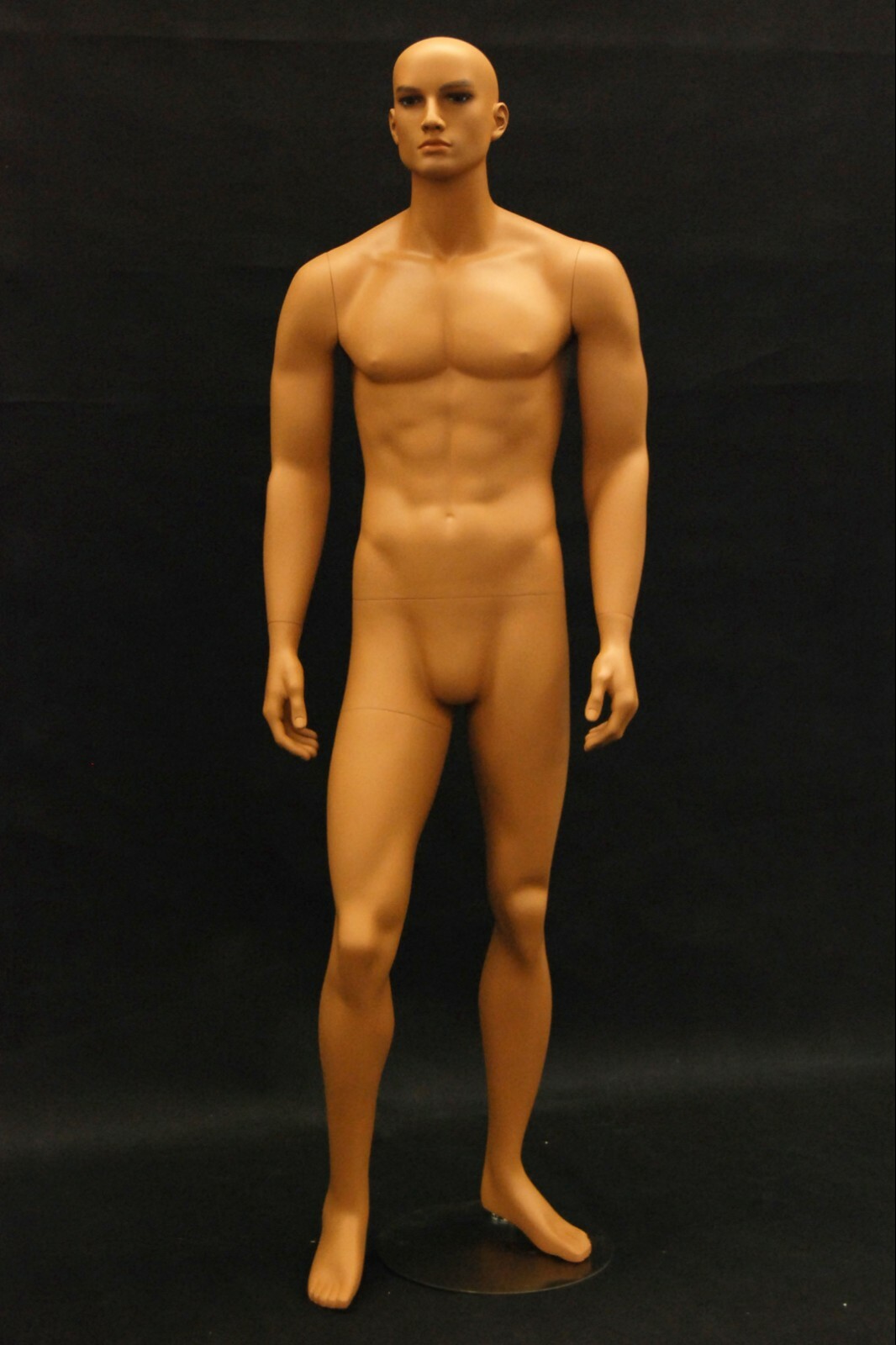 Realistic Tan Adult Male Standing Fully Body Fiberglass Mannequin with Wig