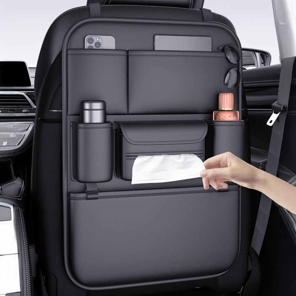 Car Seat Back Storage Bag Organizer PU Leather Multi‑Pocket Hanging Bag Holder