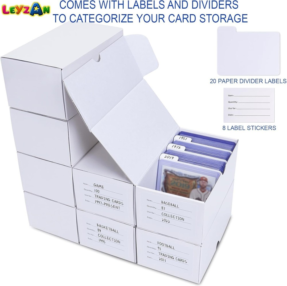Toploader Storage Box 8-Pack Card Organizer Durable Corrugated Cardboard