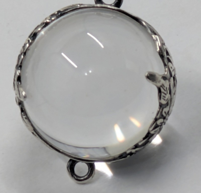 One 16mm Antique Vintage Crystal Pools of Light Sterling Bead Pendant C6-30