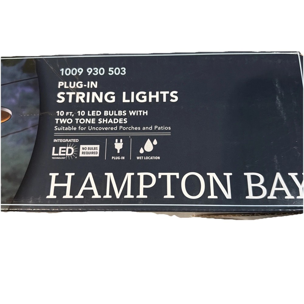 Hampton Bay 10-Light 12 ft. Black Outdoor LED Lantern String-Light