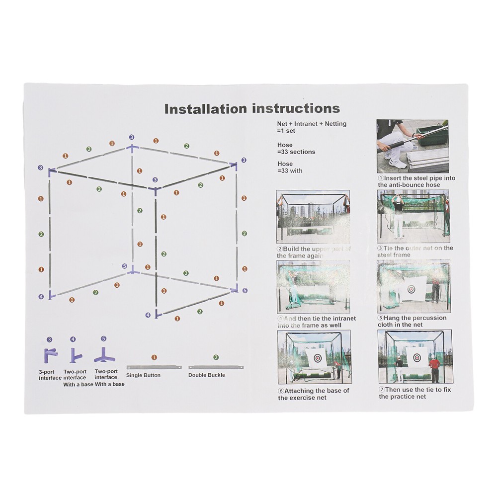 9.8ft Golf Practice Net Foldable Golf Hitting Cage Practice Net Training Aid NEW