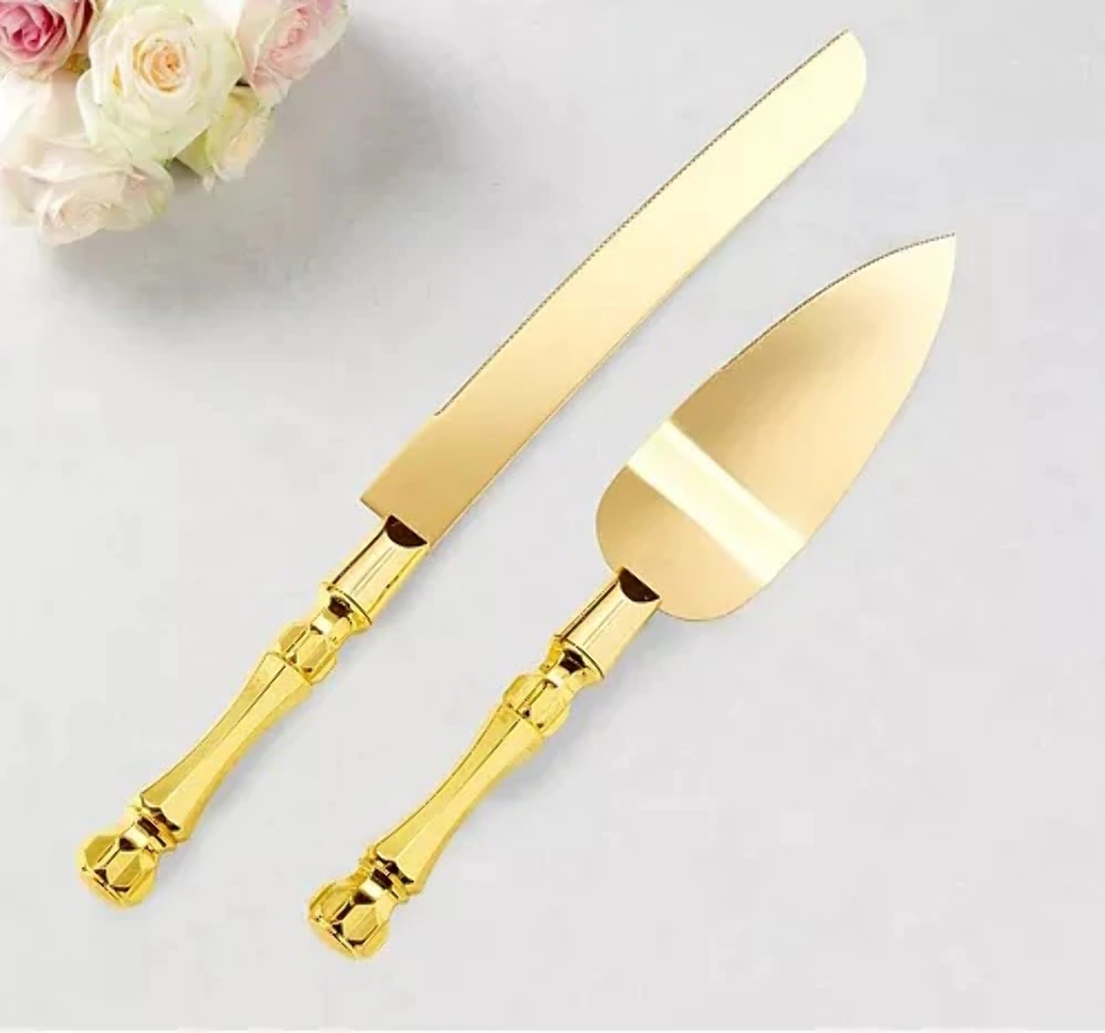 Gold Wedding Cake Server Set