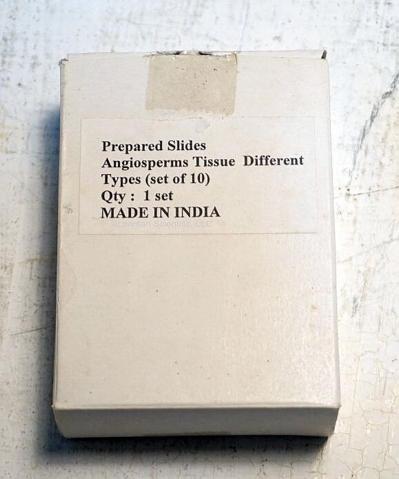Prepared Microscope Slide Set, Angiosperm Tissue, 10 Slides, New! Remaining inv