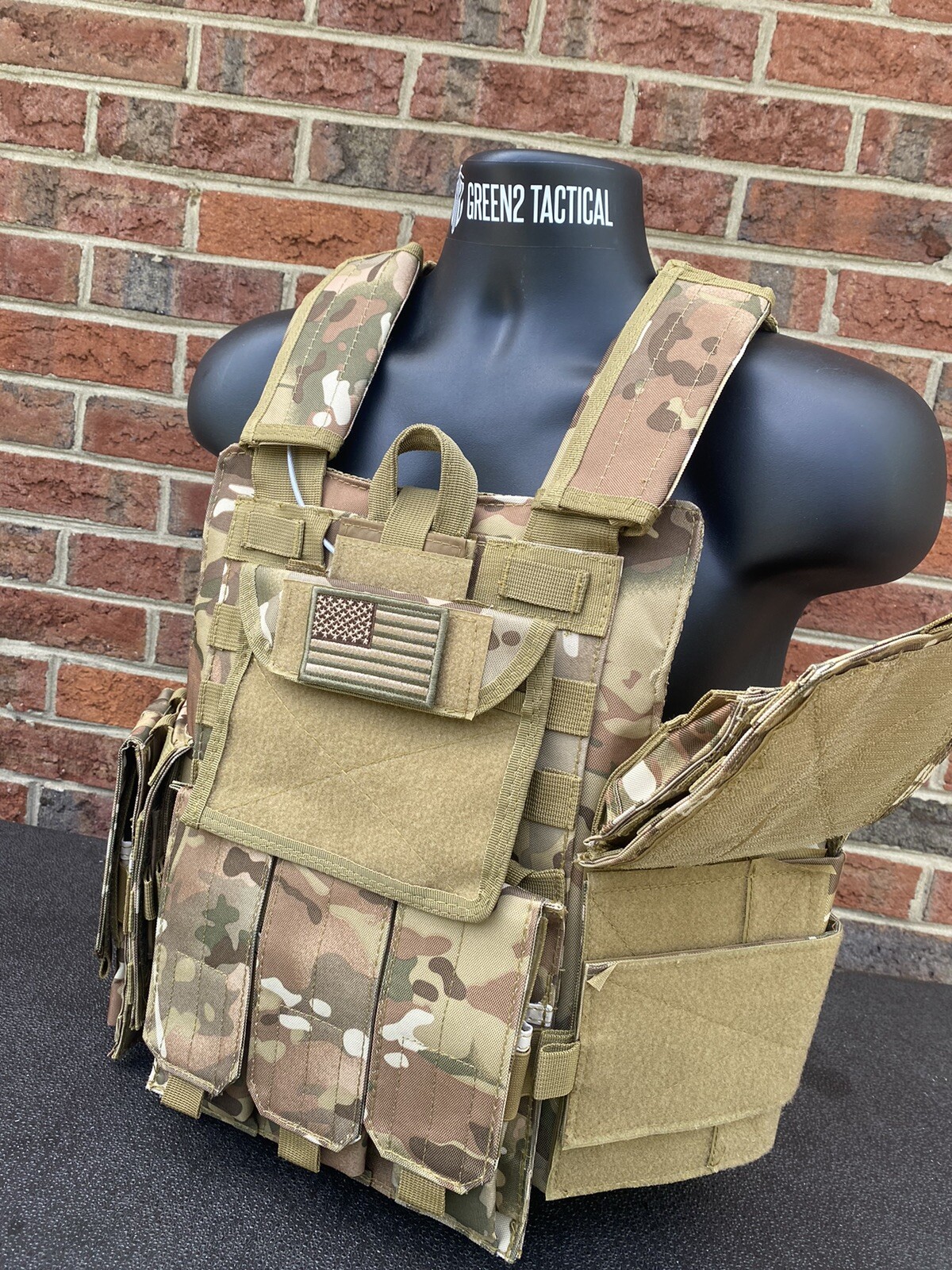 OCP Multicam Tactical Vest Plate Carrier Woodland- Adjustable. Pouches Included
