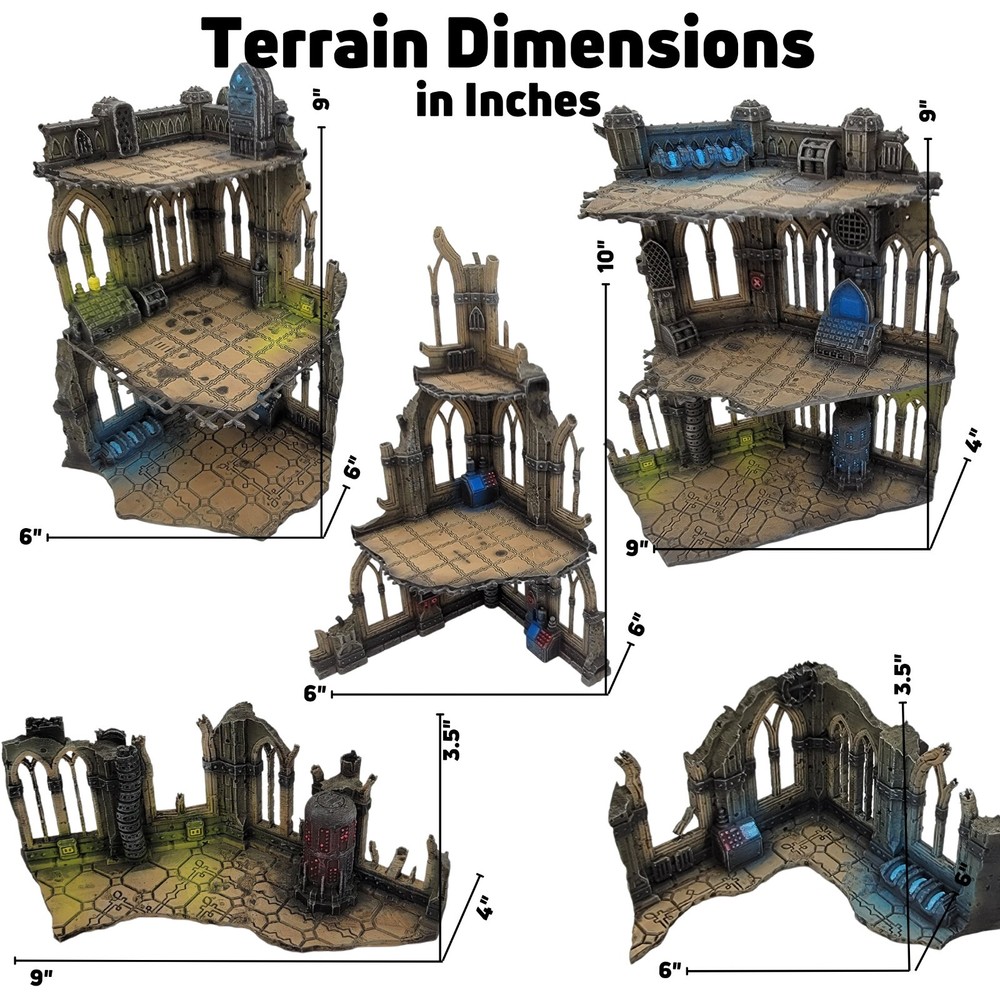 Gothic Building Ruin SetA 28mm Sci-Fi Tabletop Wargame Terrain
