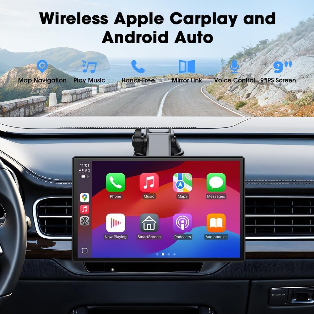 9" Wireless CarPlay &Android Auto Touchscreen Android Auto Hands-Free Calling
