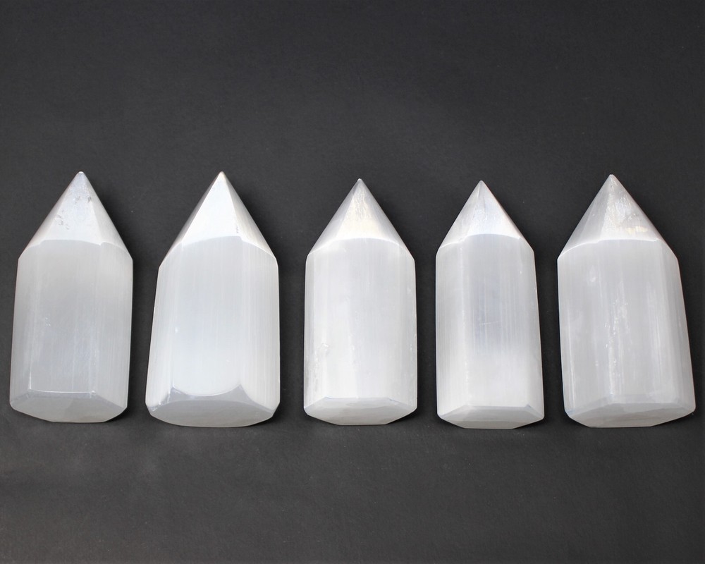 White Selenite Generator 4" Tall (Selenite 6-Sided Crystal Point, Tower)