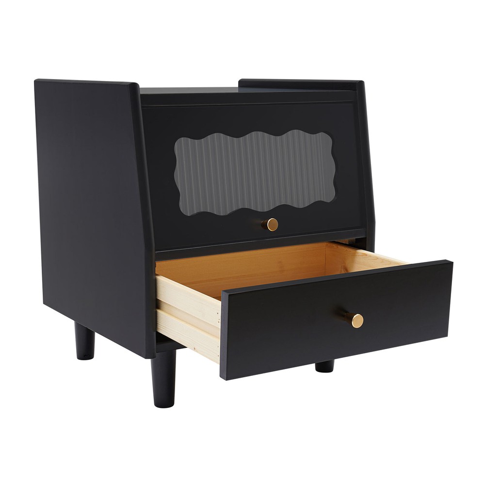 Two-tier Bedside Cabinet Nightstand Bedside Table Modern End Table Bedroom Black