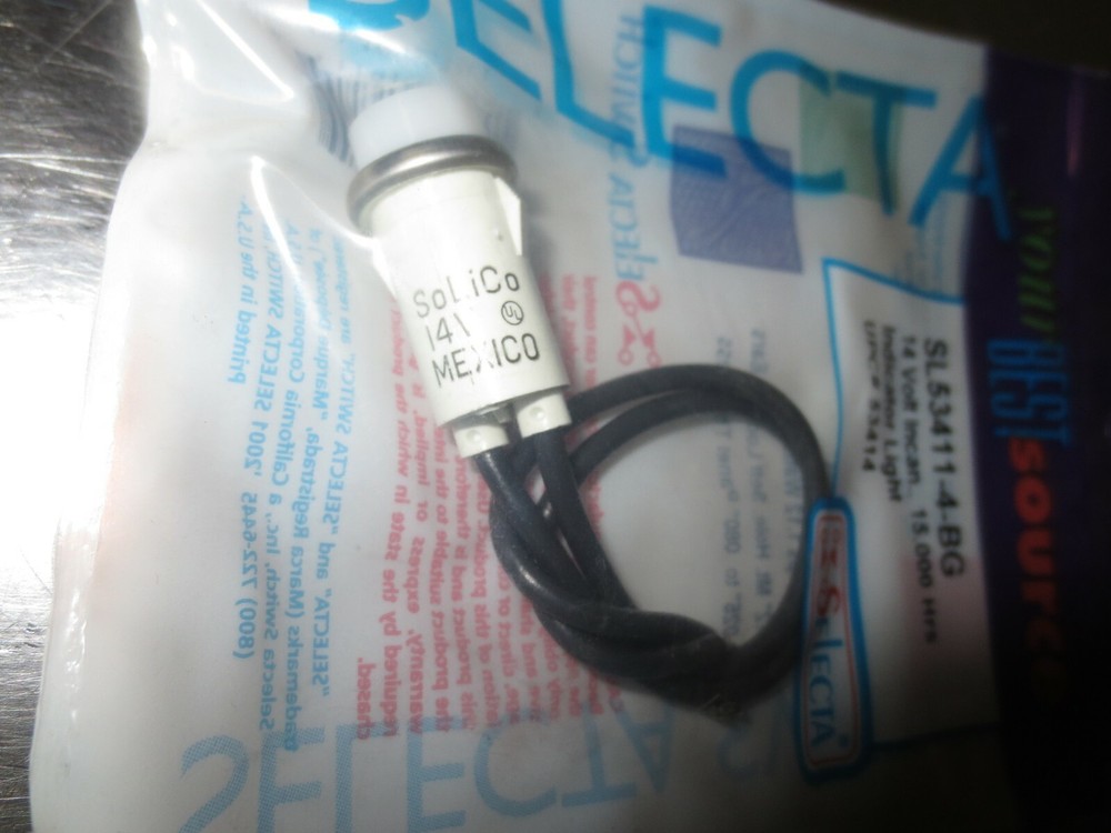 1 SL53411-4 Selecta, White Raised Indicator Light, 14 Volt, Panel Mount 1/2"