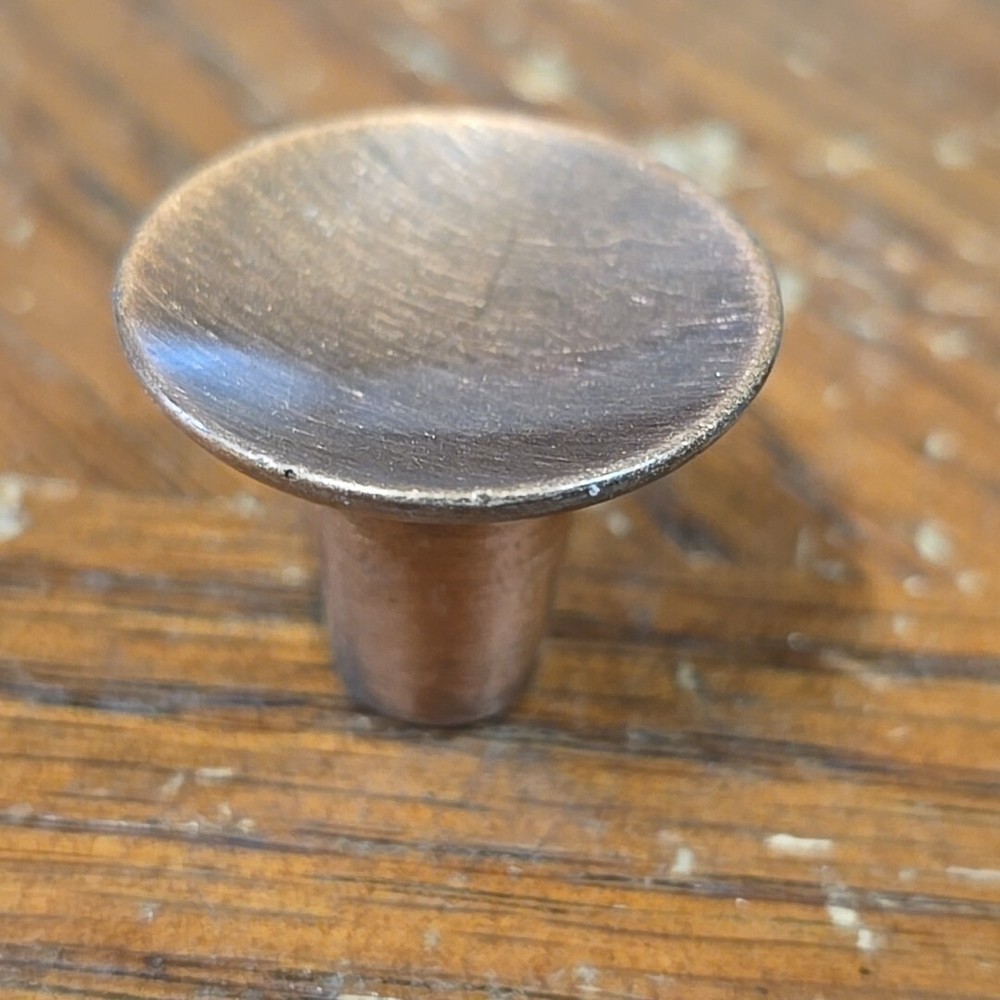 3 Vintage Amerock Satin Copper 1" Round Cabinet Knobs Drawer Pulls NOS MCM