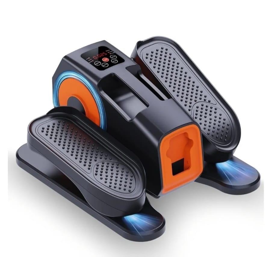 Electric Elliptical Machine Black/Orange LCD Display Remote Compact Quiet