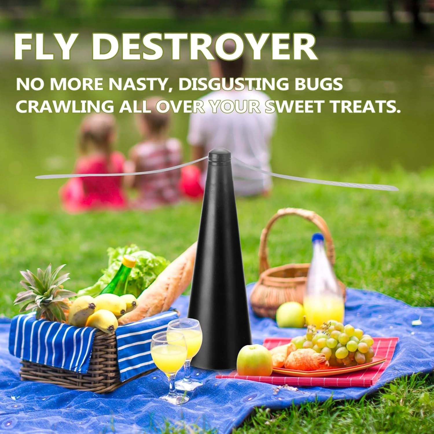 2 SET Fan Fly Repeller For Food Tables Indoor Outdoor Soft Fan Blades Picnic NEW