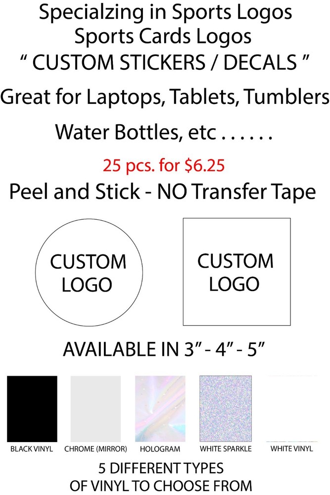 CUSTOM VINY STICKERS / DECALS PANINI - TOPPS - DONRUSS - UPPER DECK 3 SIZES