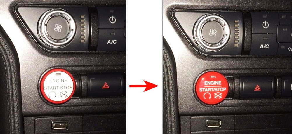 Red Performance GT350 Style Engine Push Start Button Cover For 2015-2023 Mustang