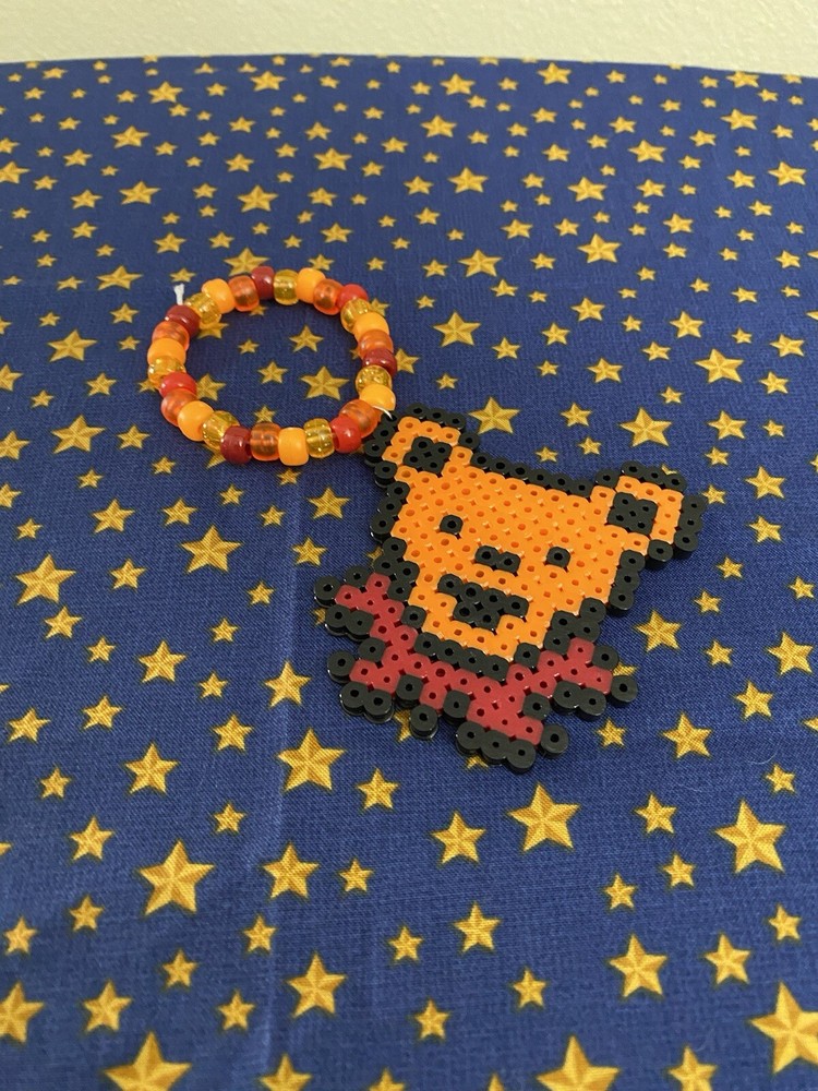 Orange and Red Bear Kandi Bracelet - Handmade