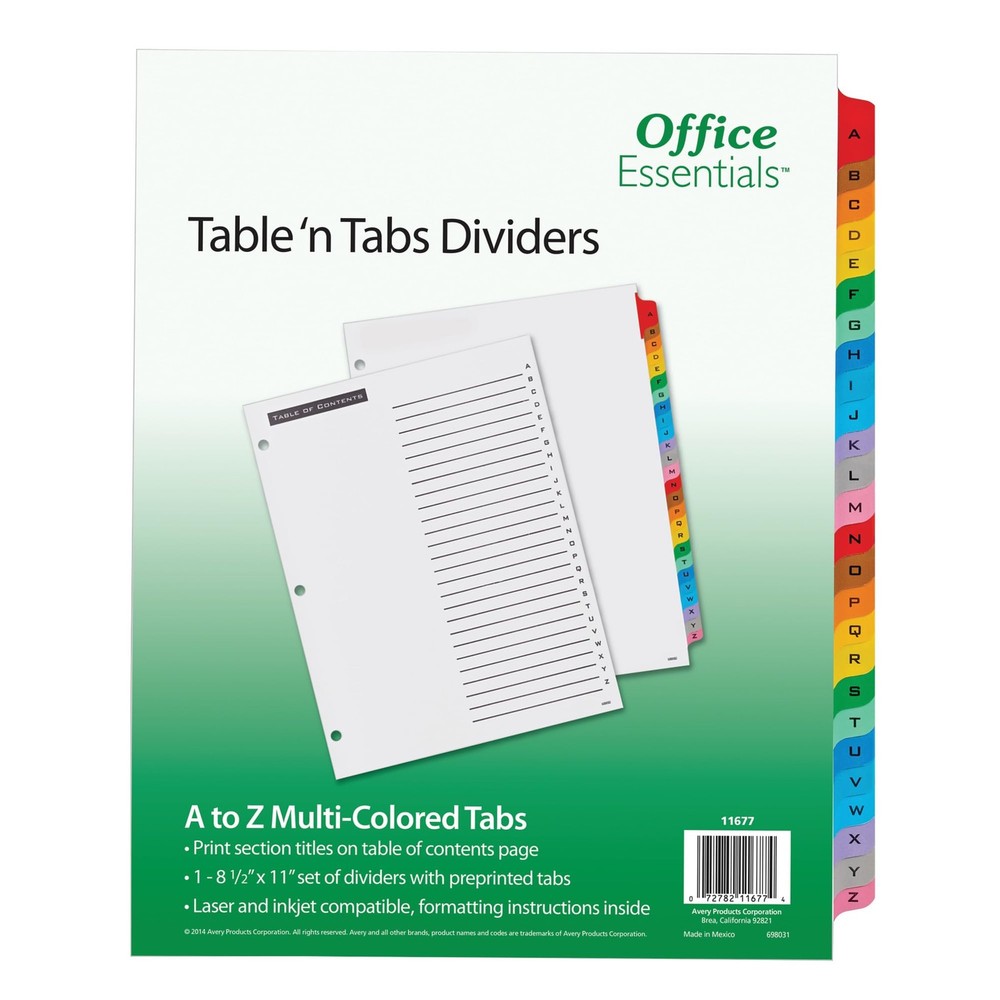 26-Tab Letter Size Dividers for Organizing Office Documents