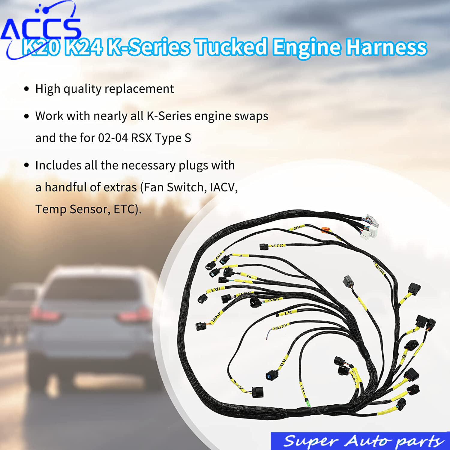 K20 K24 K-Series Tucked Engine Harness Fits Honda Acura K-Swap Integra CRX EK EG