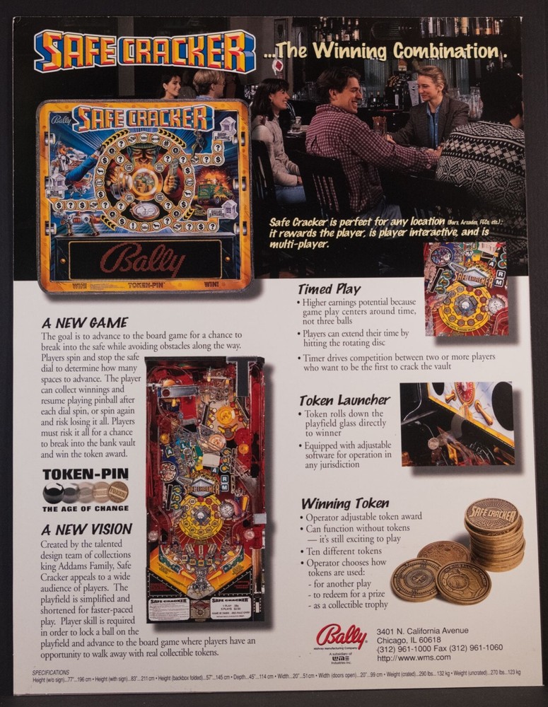 Safe Cracker Bally Pinball Flyer from 1996