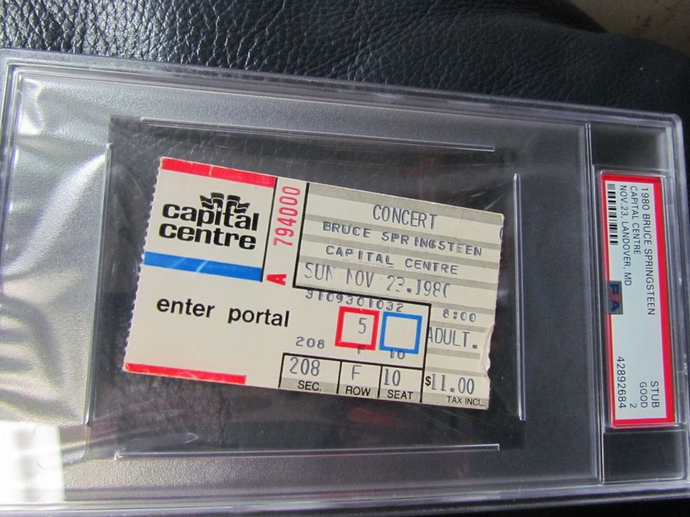 1980 Bruce Springsteen Ticket Stub PSA Encapsulated