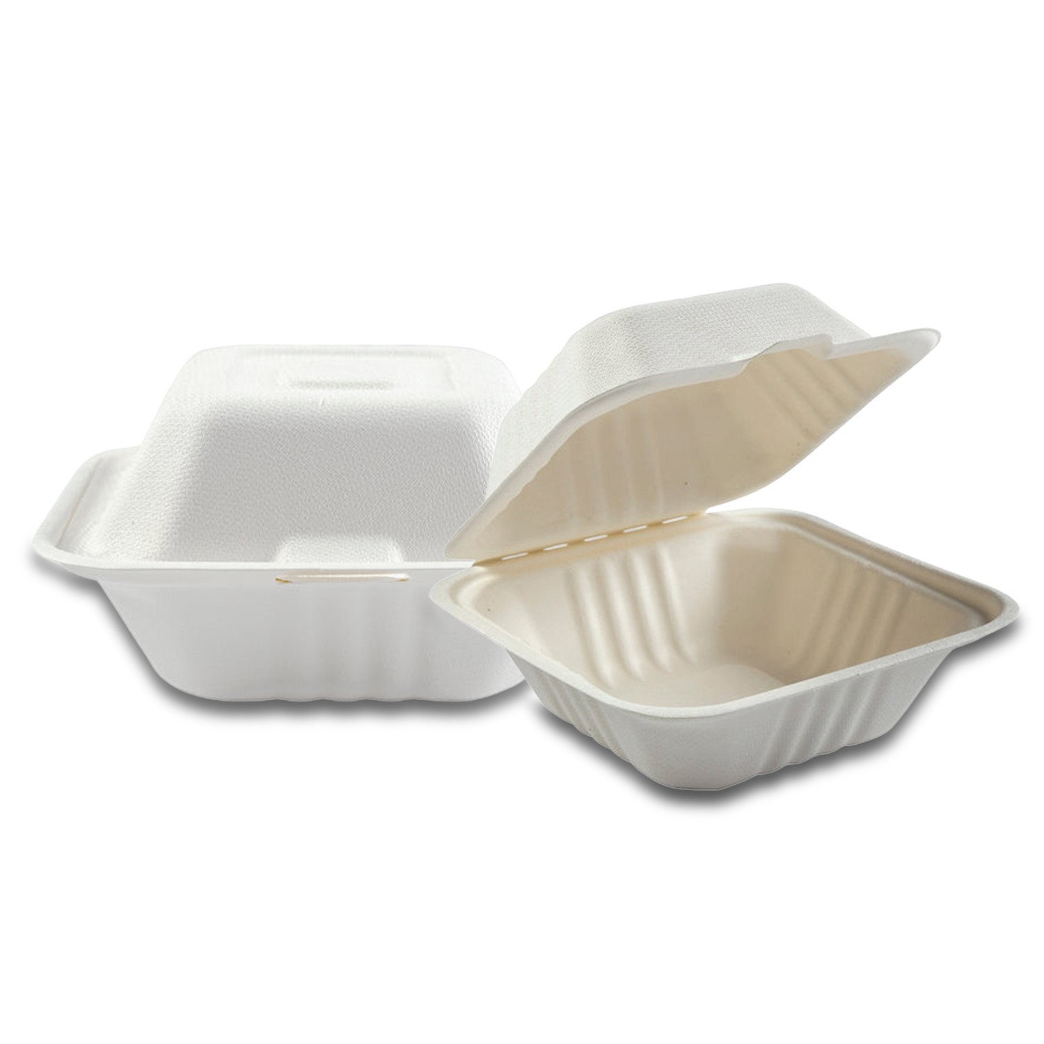 FPN Paper Clamshell Boxes Compostable Takeout Boxes ( 6x6 - 75/150 Ct)