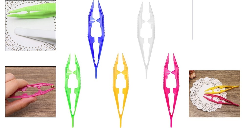 Multifunctional Plastic Bead Tweezers in 5 Assorted Colors for Creative Projects