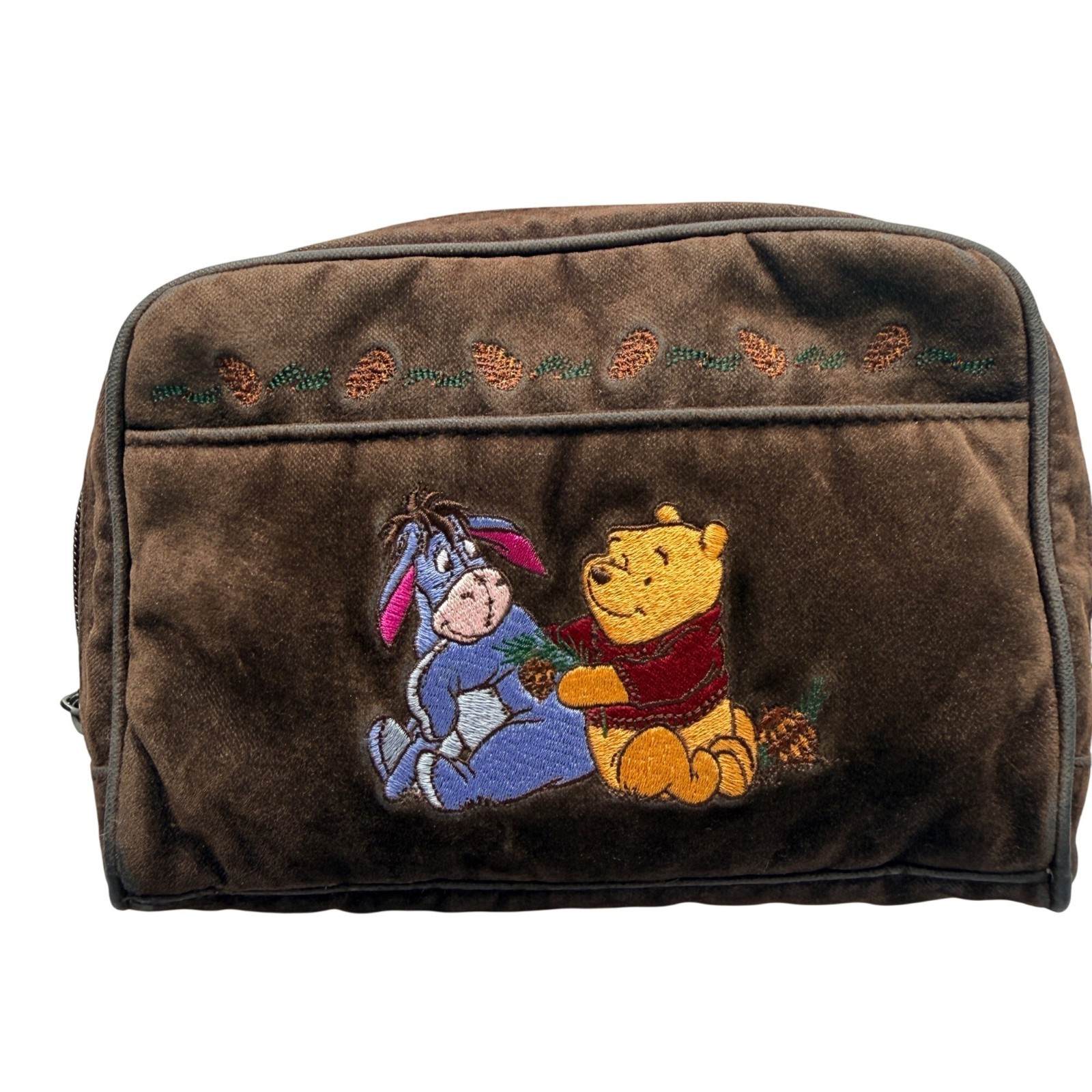 Y2K Disney Winnie the Pooh Eeyore Embroidered Velour Makeup Bag