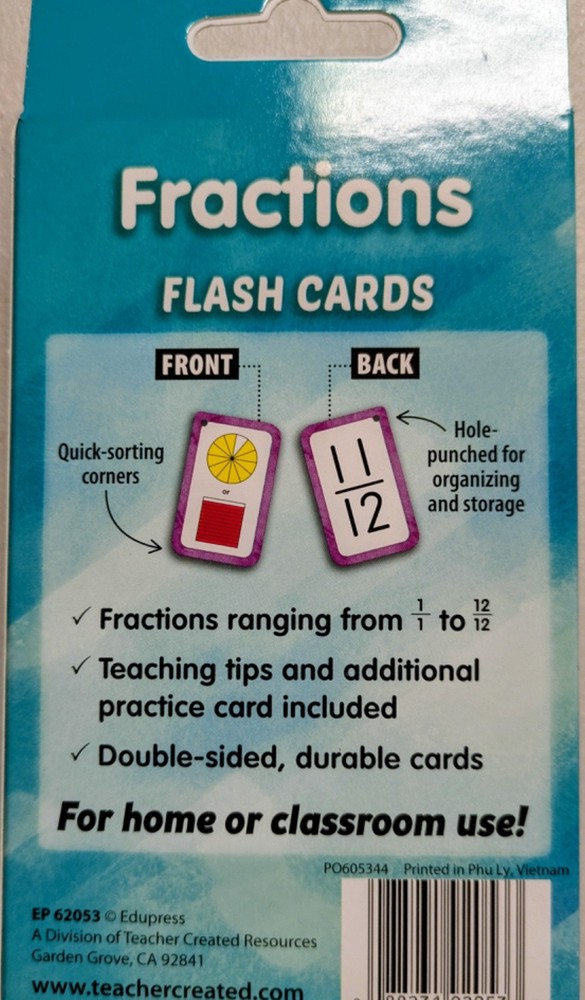 Teacher Created Resources Fractions Flash Cards (EP62053)