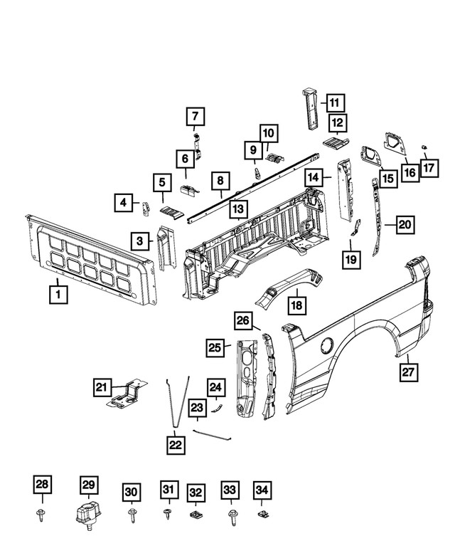 Genuine Mopar Box Side Brace Left 68203113aa
