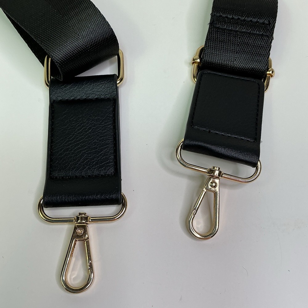 Adjustable Nylon Print Crossbody Strap Replacement Gold Hardware Black