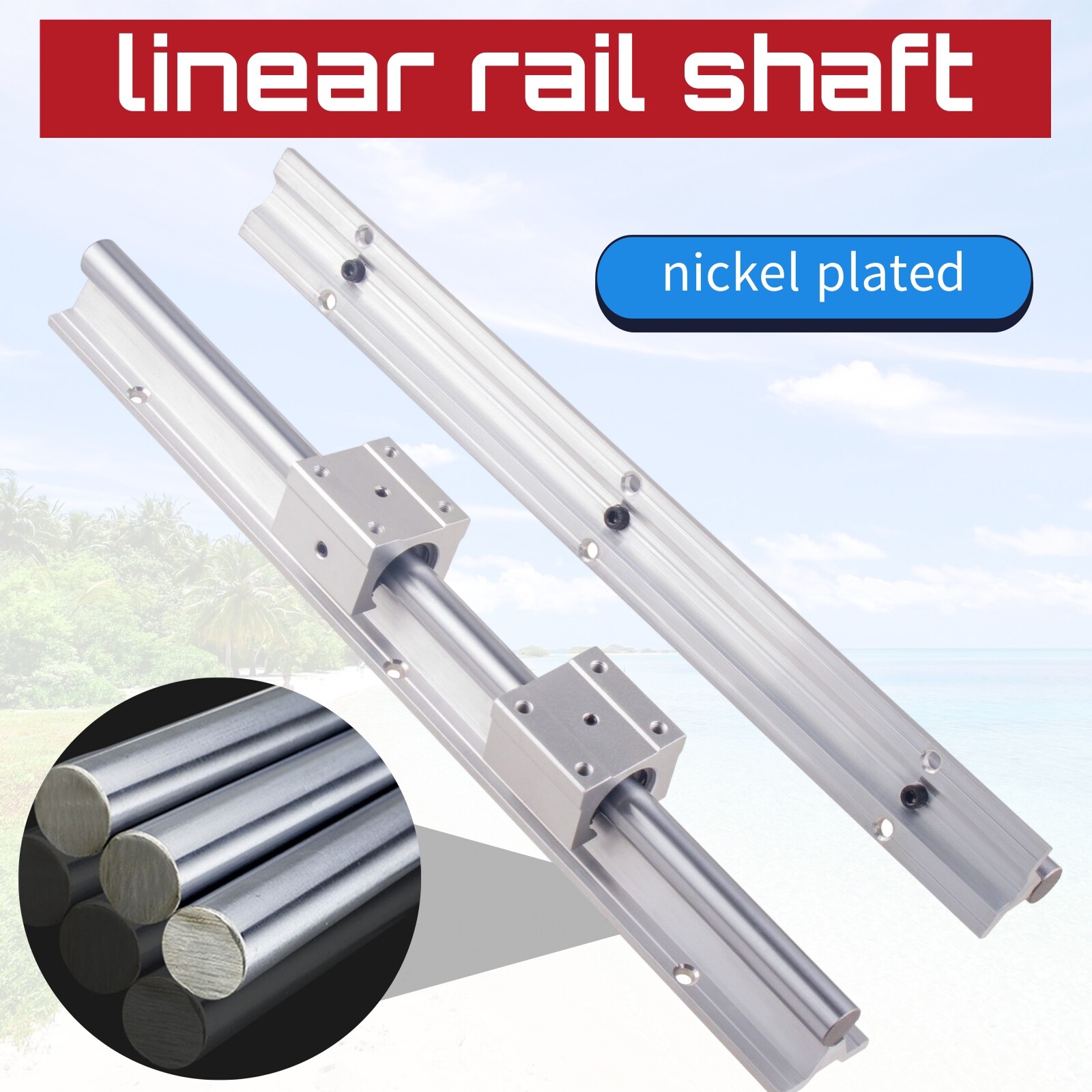 2PCS SBR20 200-2200mm Linear Rail Slide Guide Shaft 4x SBR20UU Bearing BLOCK CNC