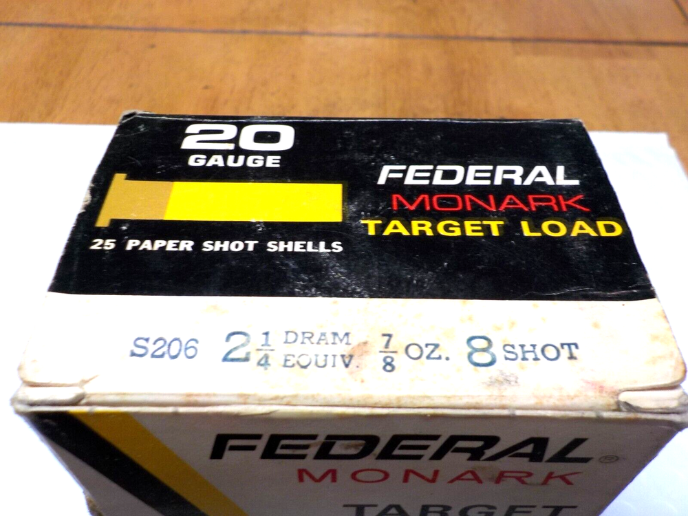 Federal "Monark" Target Load 20 Gauge Shotgun Shell Empty Box