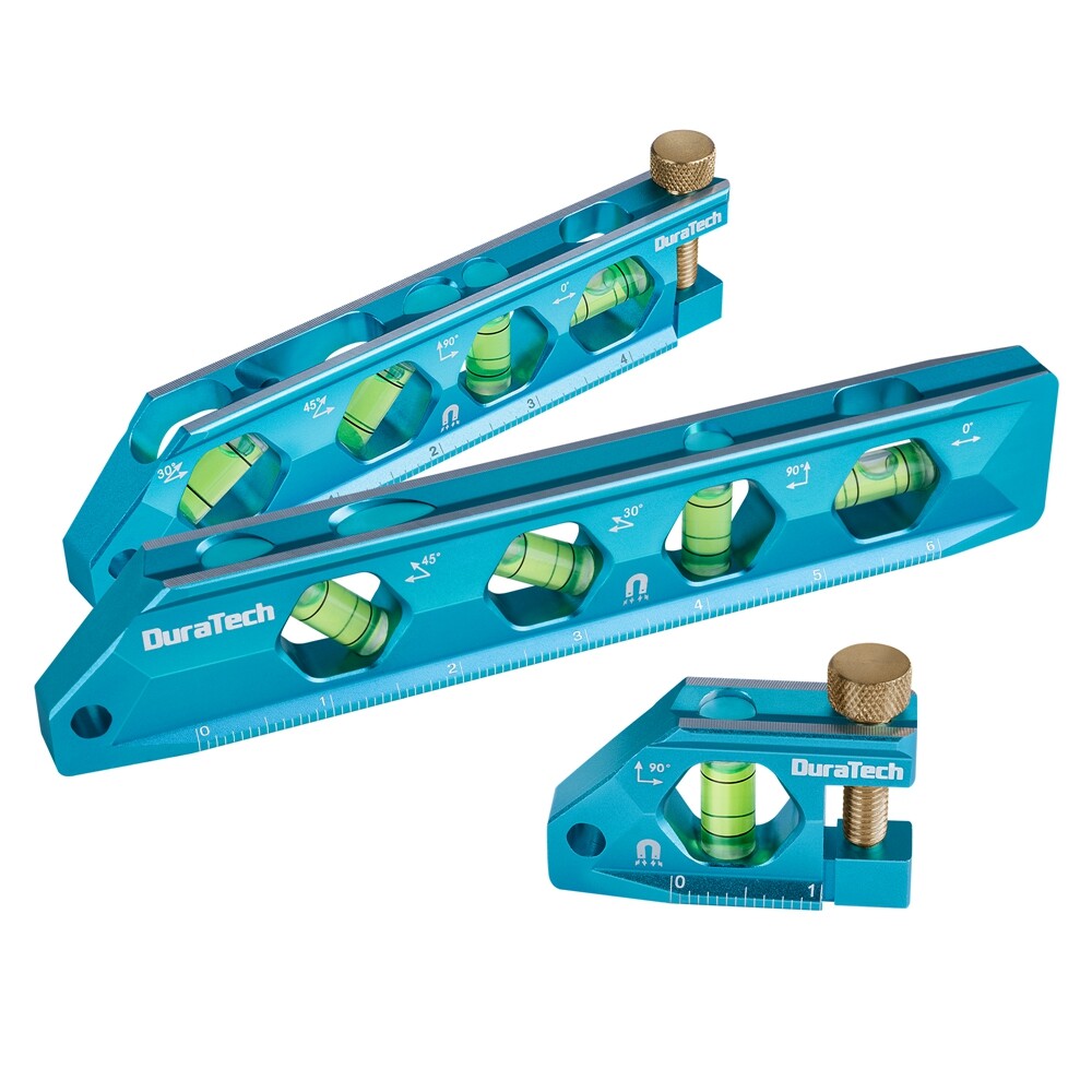 DURATECH 3PC Level Tool Set Magnetic Torpedo 2.5" 6.25" 8" Levels 0°-90° Bubbles
