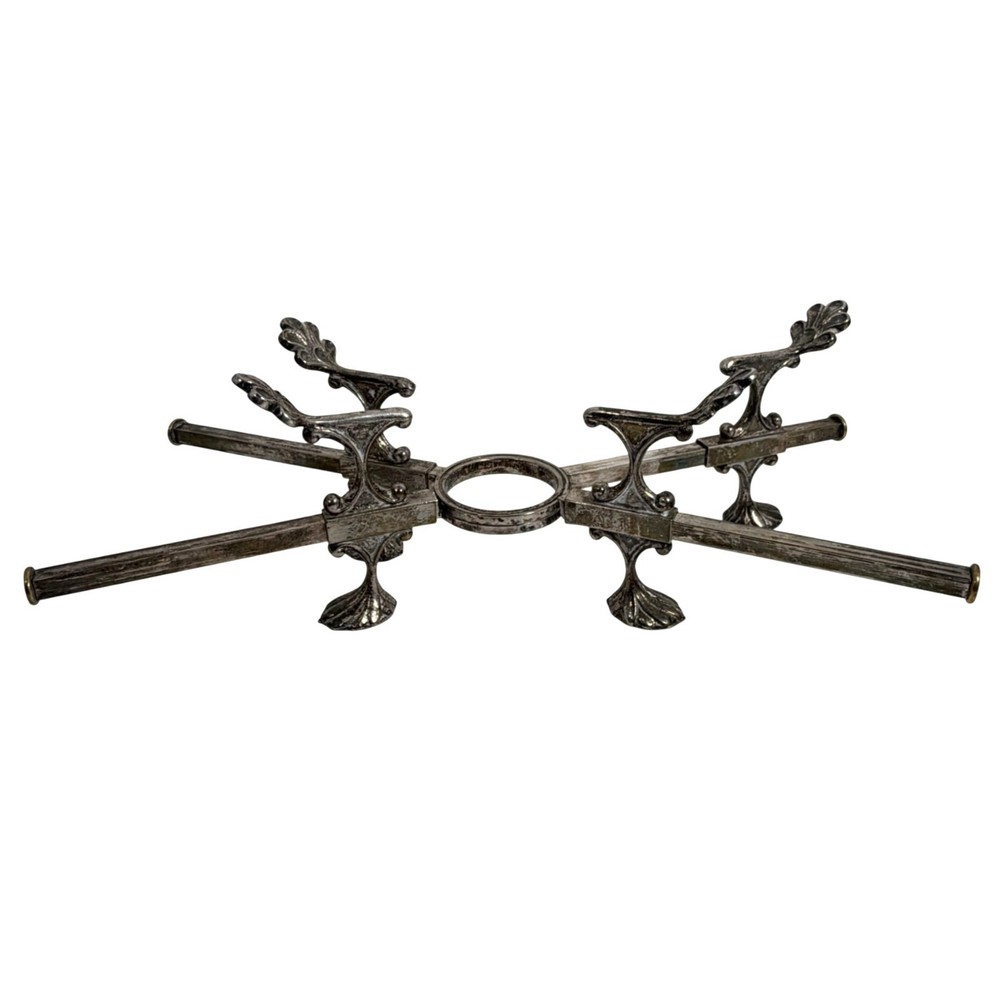 Antique Georgian Silver Plated Adjustable Dish Cross Trivet Stand Signed Italy