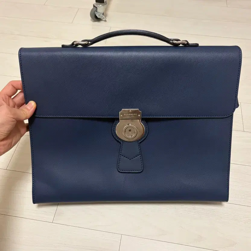 Burberry Leather Briefcase Blue Official