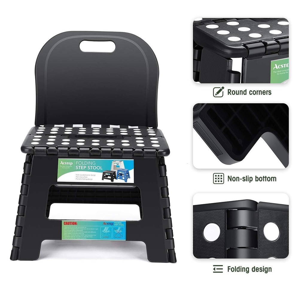 ACSTEP Folding Step Stool, Include Extra Wide Heavy Duty Stepping Stool and B...
