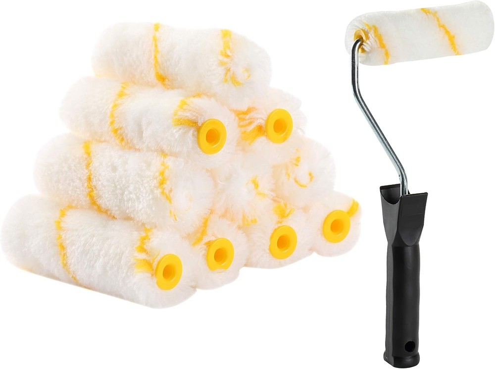 Bates- Paint Rollers, 4 inch 4 Roller+10 Covers, White