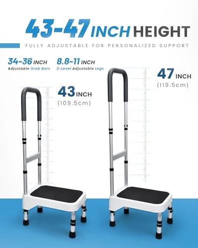 Step Stool with Handle for Elderly, Aluminum Step Stools for Adults, Step