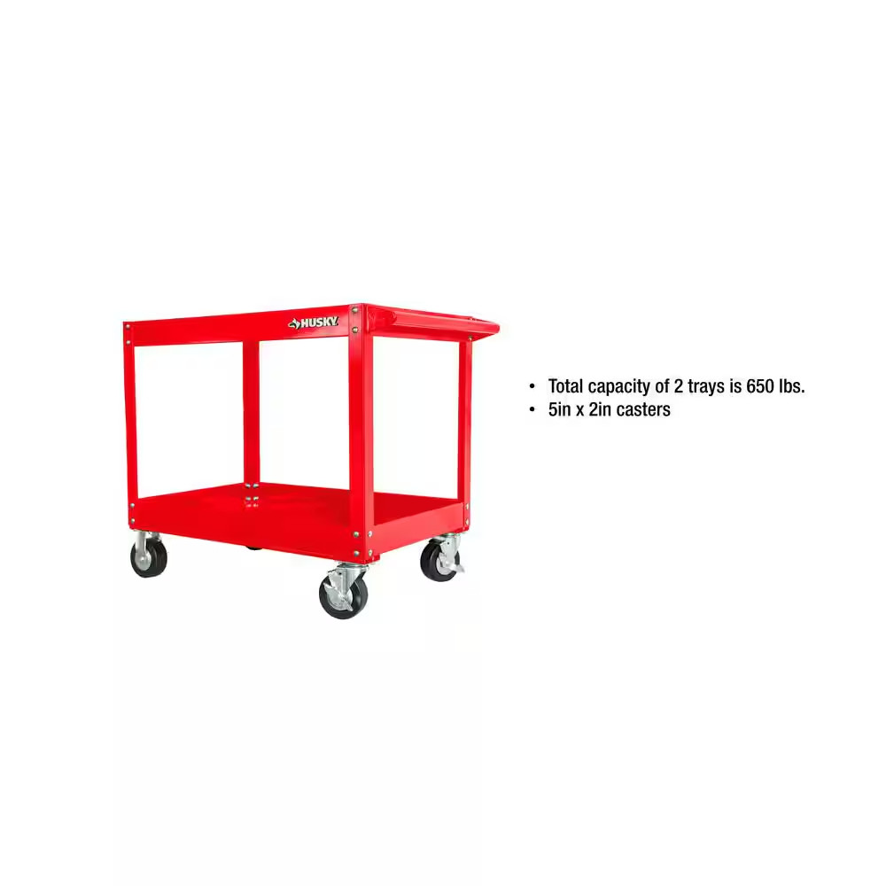 36 In. 2 Tier Cart, Gloss Red