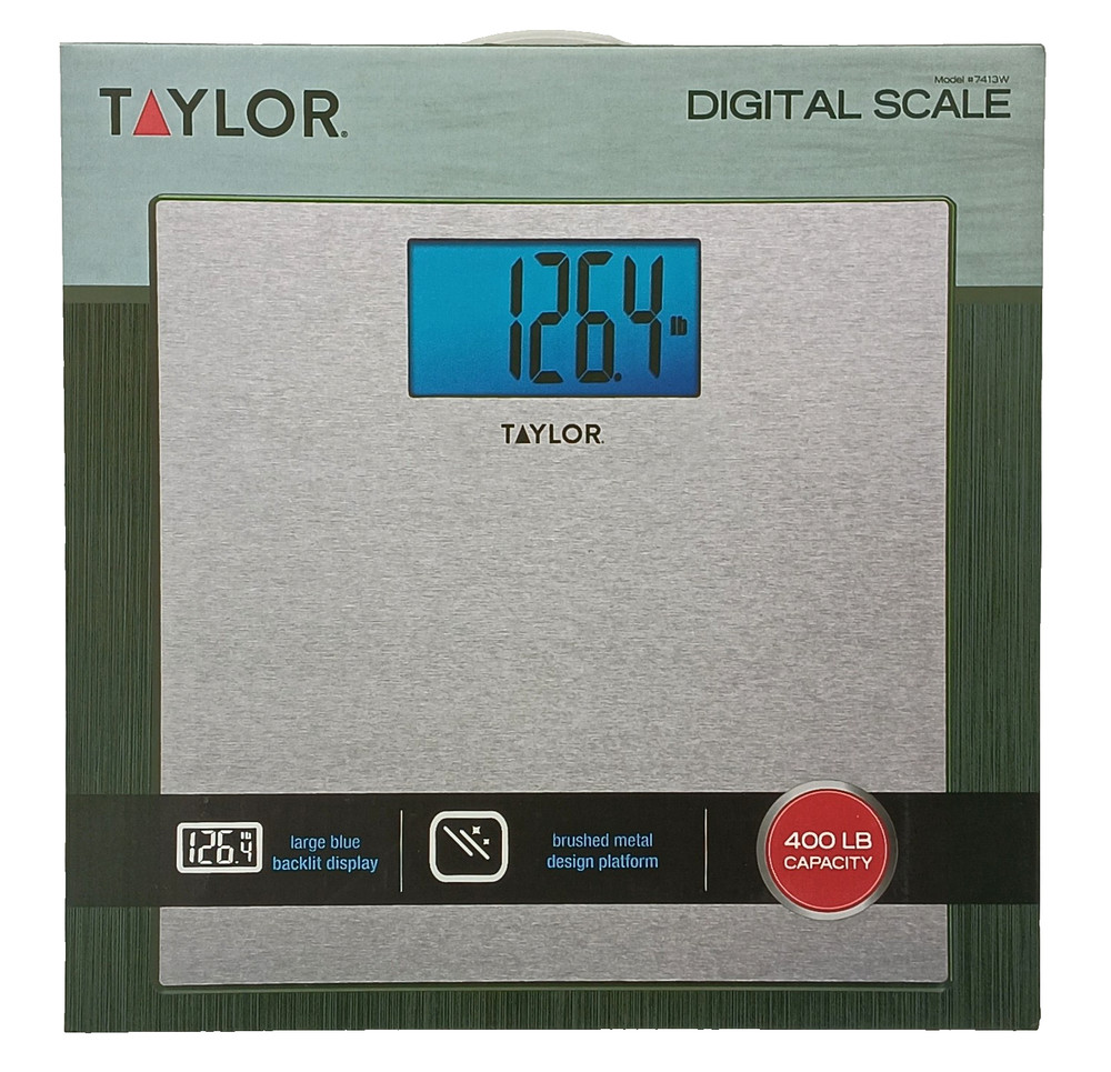 Taylor Digital Scale Large Blue Backlit Display 400 Lb Capacity