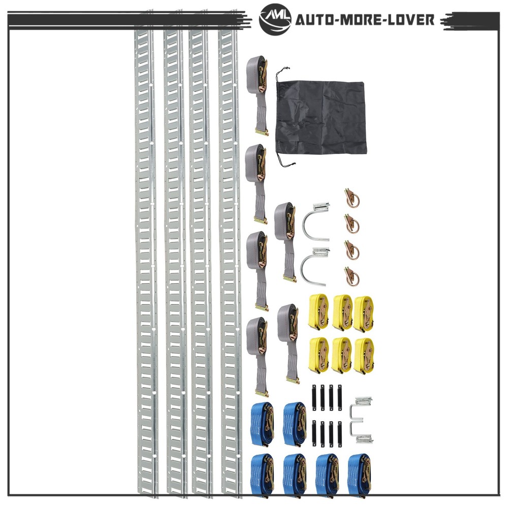 8 Feet Long E Track Rails Silver Finish 37 Pack For Cargo Management System