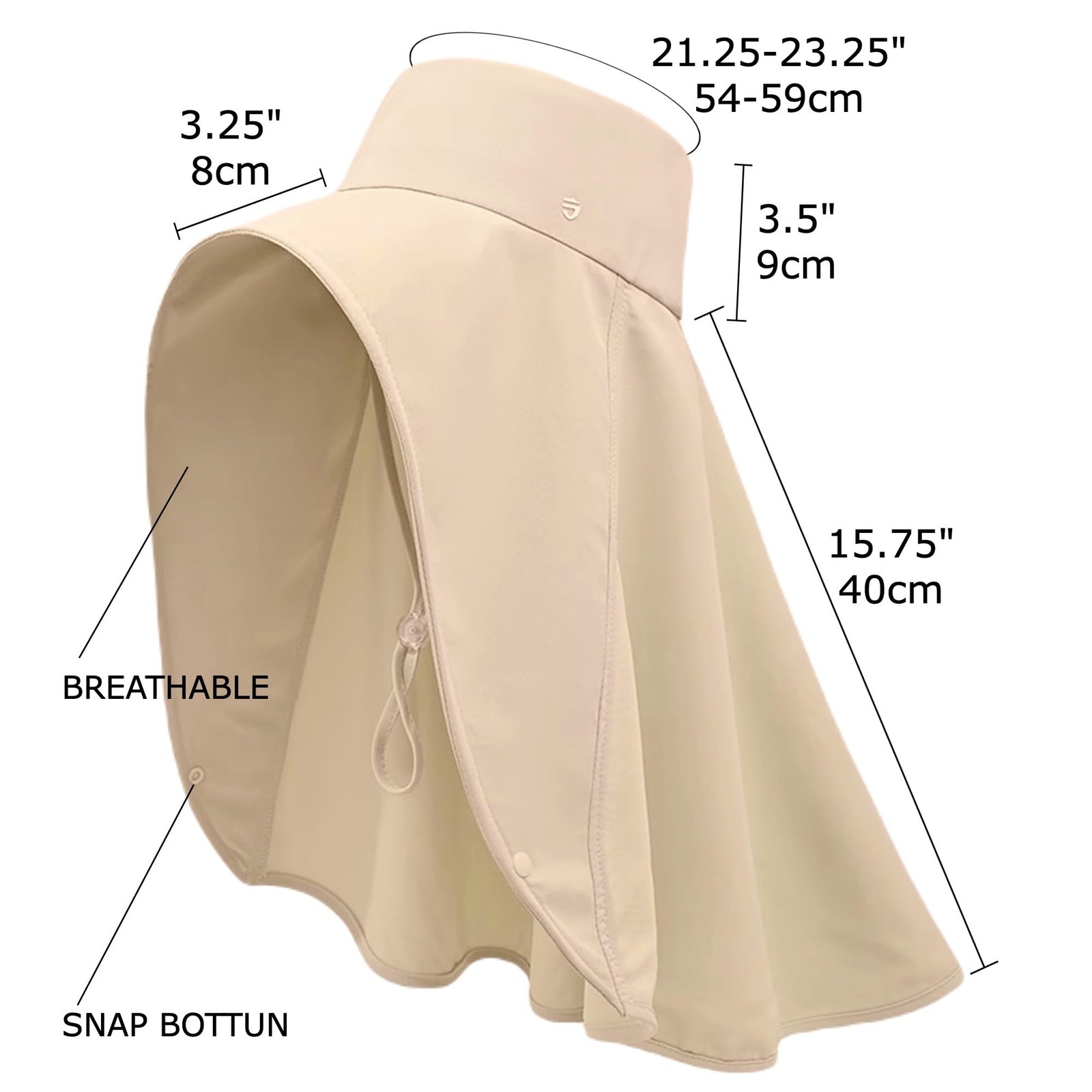 Wide Brim Sun Hat with Neck Flap UV Protection Hiking Fishing Cap for Men Women