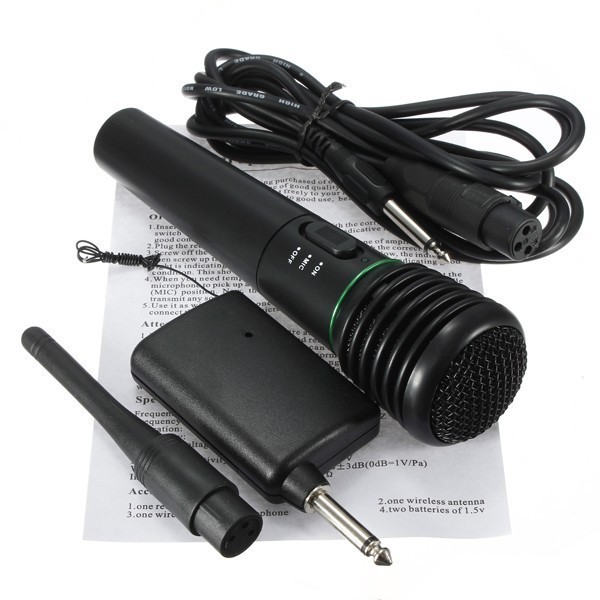 2in1 Wired / Wireless Handheld Microphone Mic Receiver System Undirectional USA