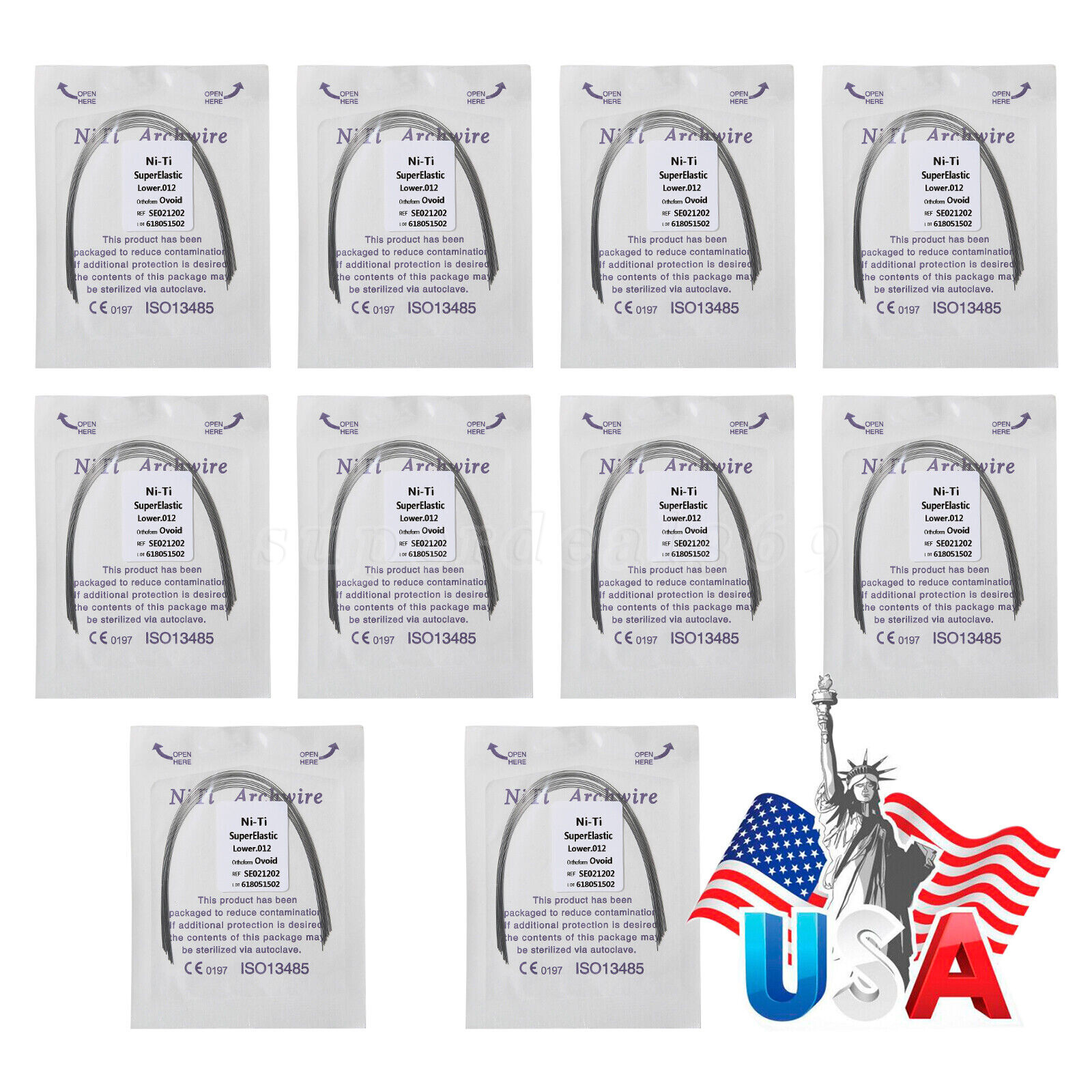 100 Dental Orthodontic Super Elastic Niti Arch Wire Round Ovoid Form Archwire ns