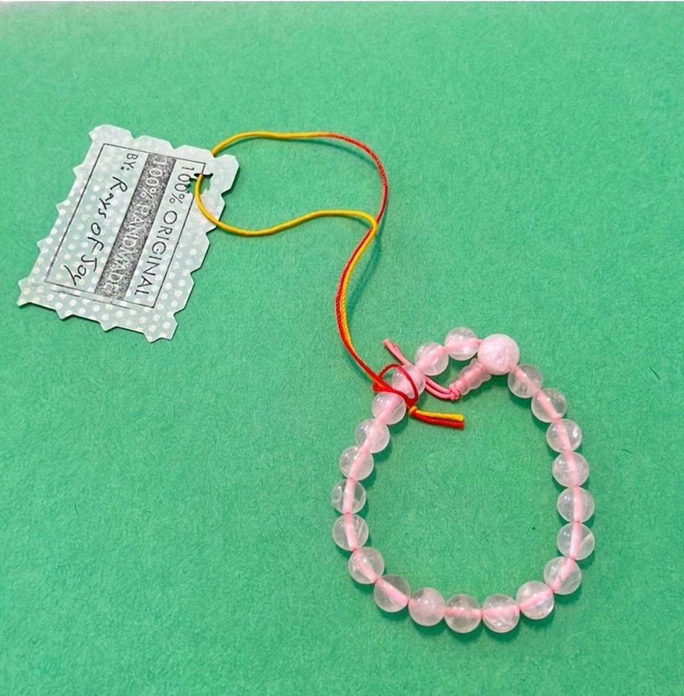 Hand Crafted, Pink, Beaded, Elastic, Bracelet