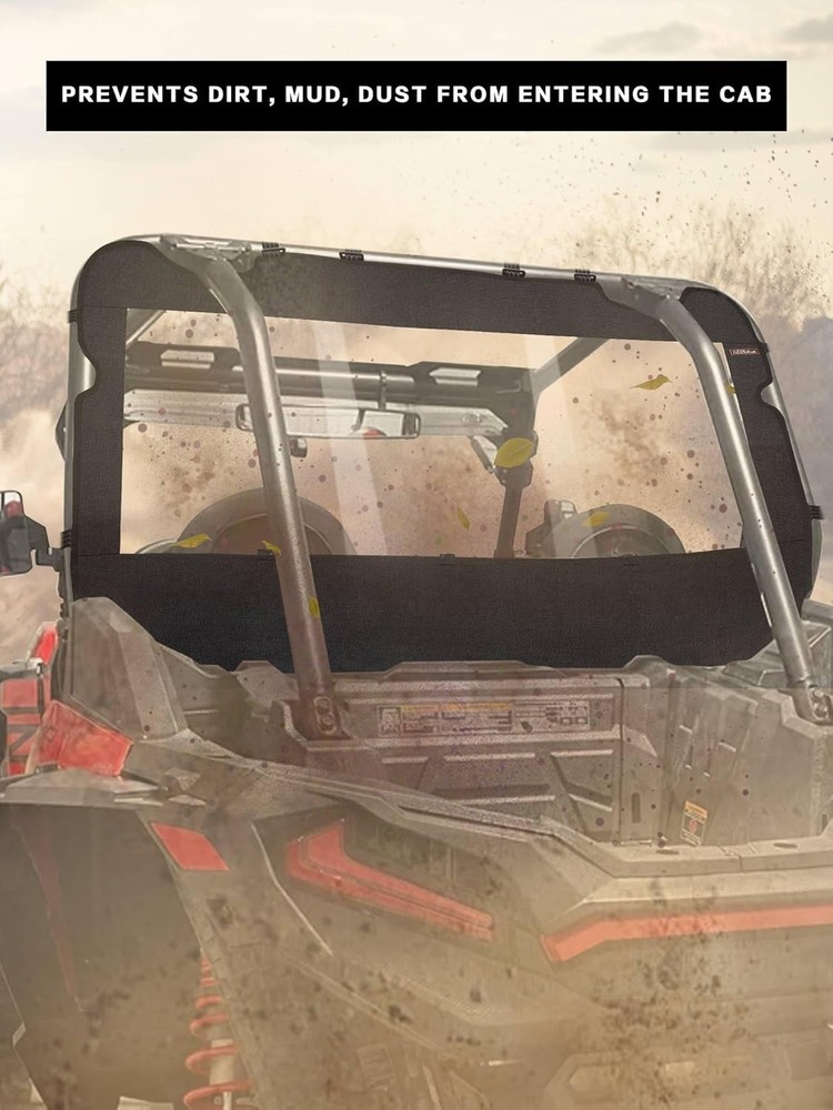 UTV Soft Rear Windshield -Polaris RZR Back Window - Durable, Easy Install, Co...